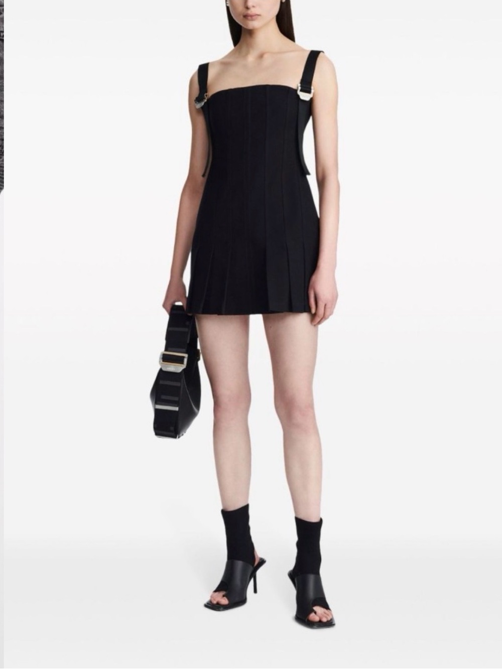 Dion Lee Black Mini Dress with Buckle Straps